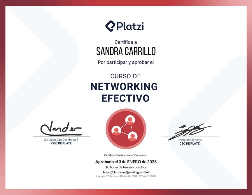 Diploma del Curso de Networking para Construir tu Red de Contactos