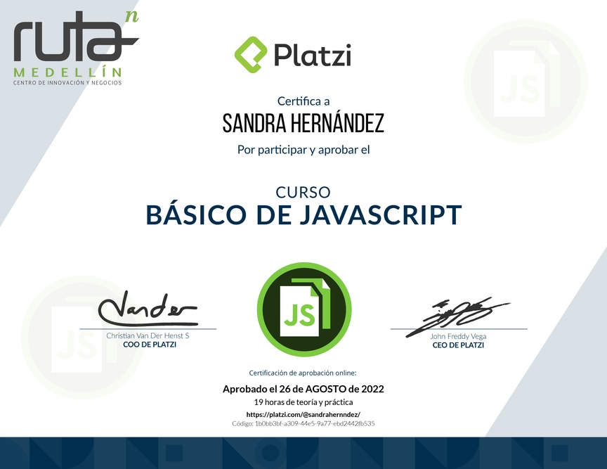 Diploma del Curso Básico de JavaScript