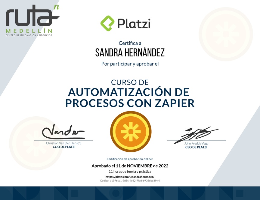 Diploma del Curso de Zapier
