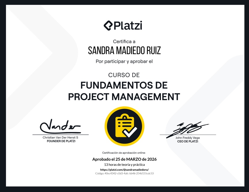 Diploma del Curso de Fundamentos de Project Management