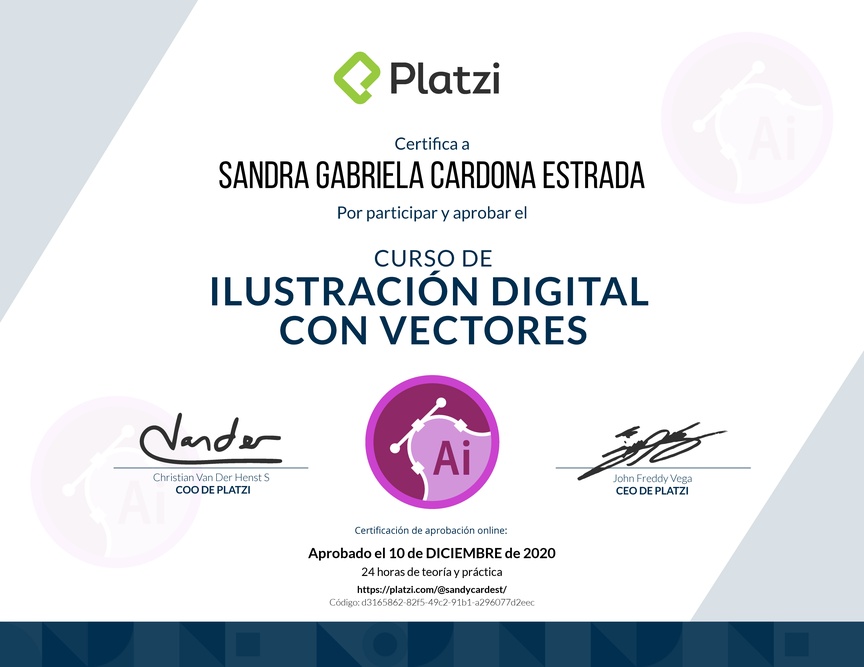 Diploma del Curso de Ilustración Vectorial Digital