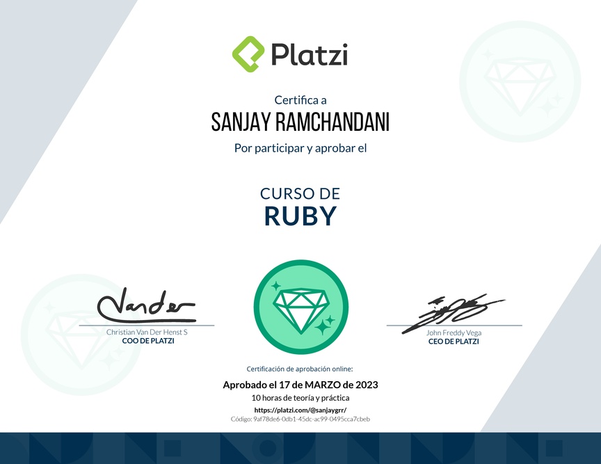 Diploma del Curso de Ruby