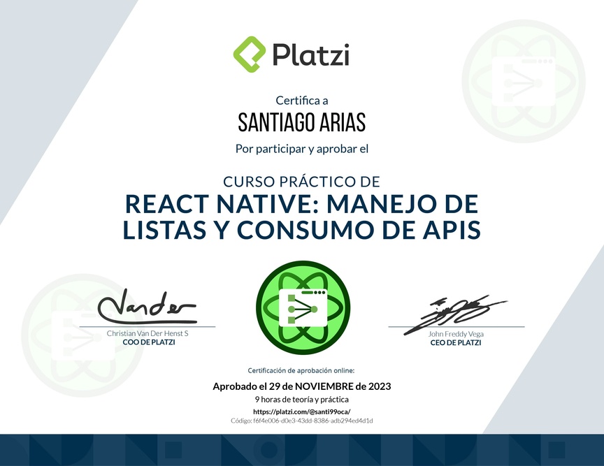 Diploma del Curso de React Native: Manejo de Listas y Consumo de APIs