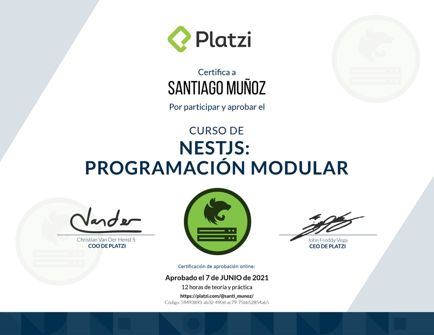 Diploma del Curso de NestJS: Programación Modular, Documentación con Swagger y Deploy
