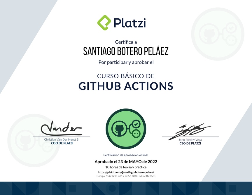 Diploma del Curso Básico de GitHub Actions