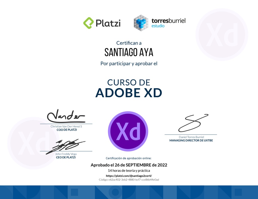 Diploma del Curso de Adobe XD