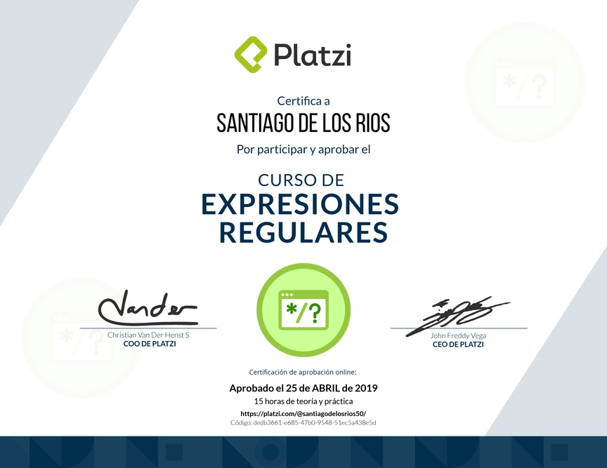 Diploma del Curso de Expresiones Regulares