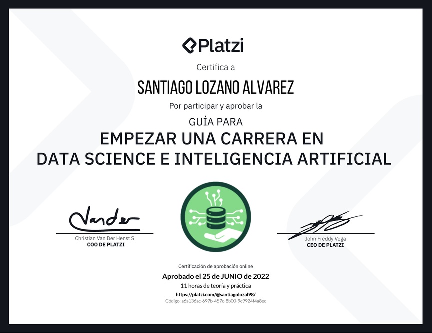 Diploma de Guía para Empezar una Carrera en Data Science e Inteligencia Artificial