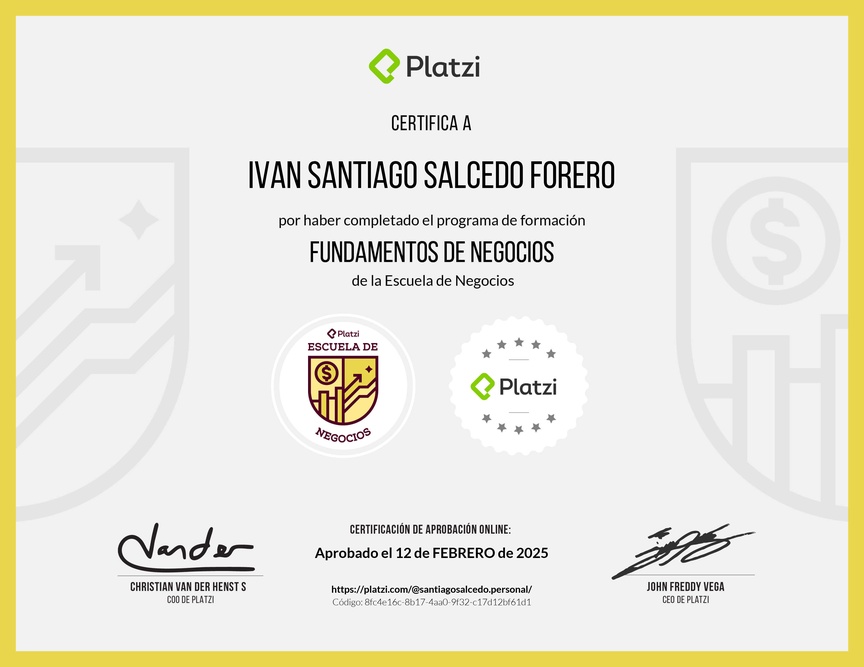Diploma de la Ruta de Aprendizaje de Fundamentos de Negocios