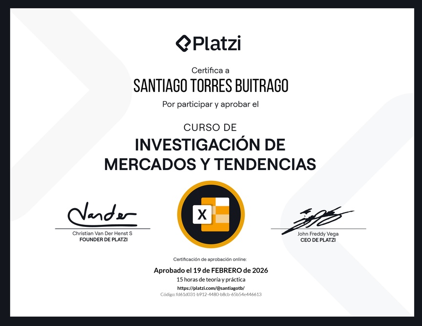 Diploma del Curso de Investigación de Mercados y Tendencias