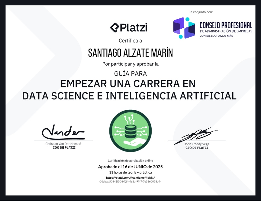 Diploma de Guía para Empezar una Carrera en Data Science e Inteligencia Artificial