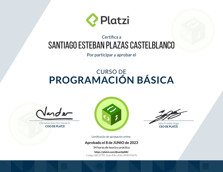 Diploma del Curso Básico de Programación