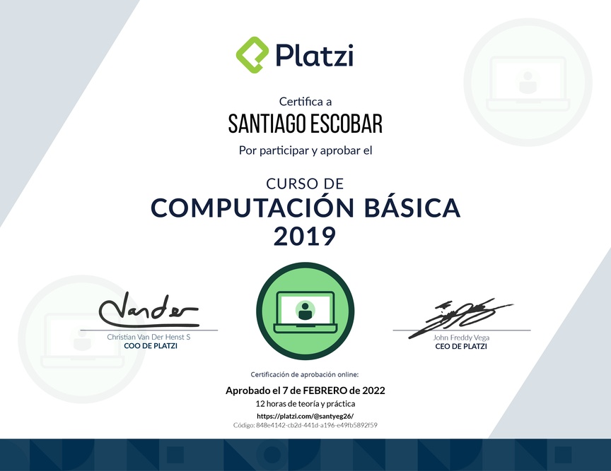 Diploma del Curso de Computación Básica