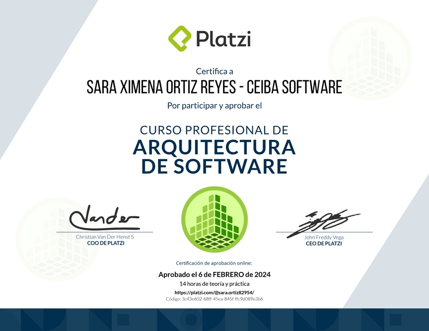 Diploma del Curso Profesional de Arquitectura de Software