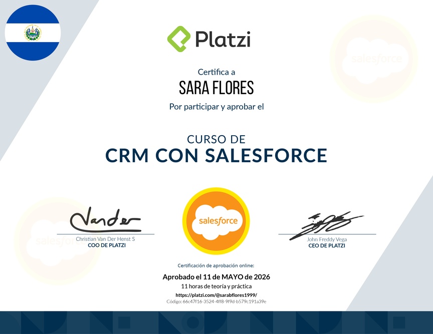 Diploma del Curso de CRM con Salesforce