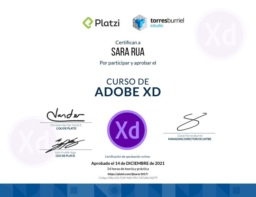 Diploma del Curso de Adobe XD