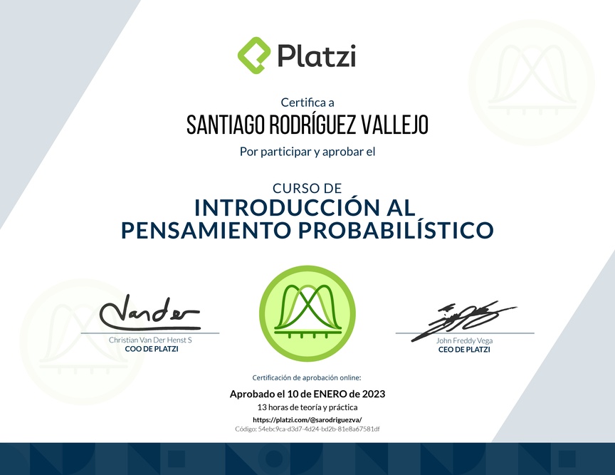 Diploma del Curso de Introducción al Pensamiento Probabilístico