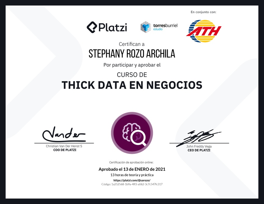 Diploma del Curso de Thick Data en Negocios