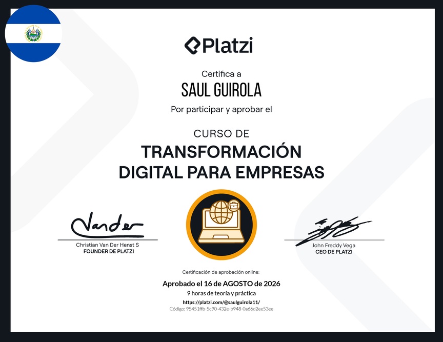 Diploma del Curso de Transformación Digital para Empresas