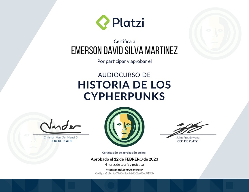 Diploma de Audiocurso de Historia de los Cypherpunks
