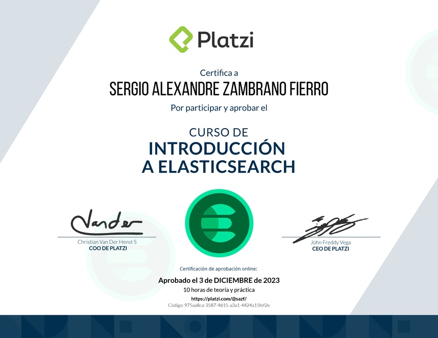 Diploma del Curso de Introducción a Elasticsearch