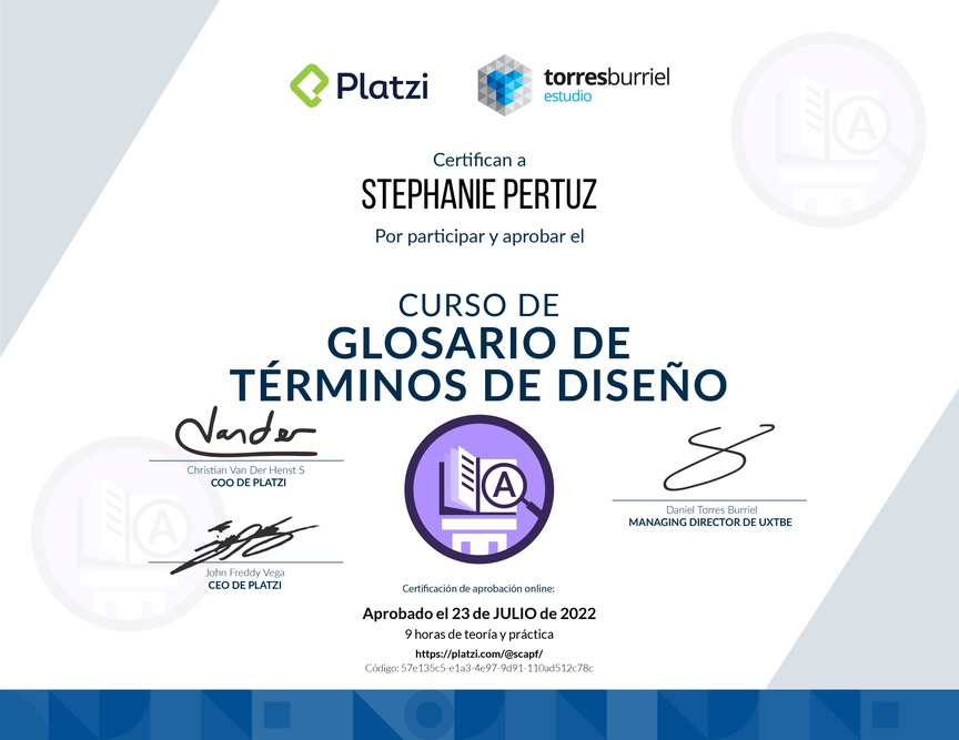 Diploma de Audiocurso Glosario de Términos de Diseño