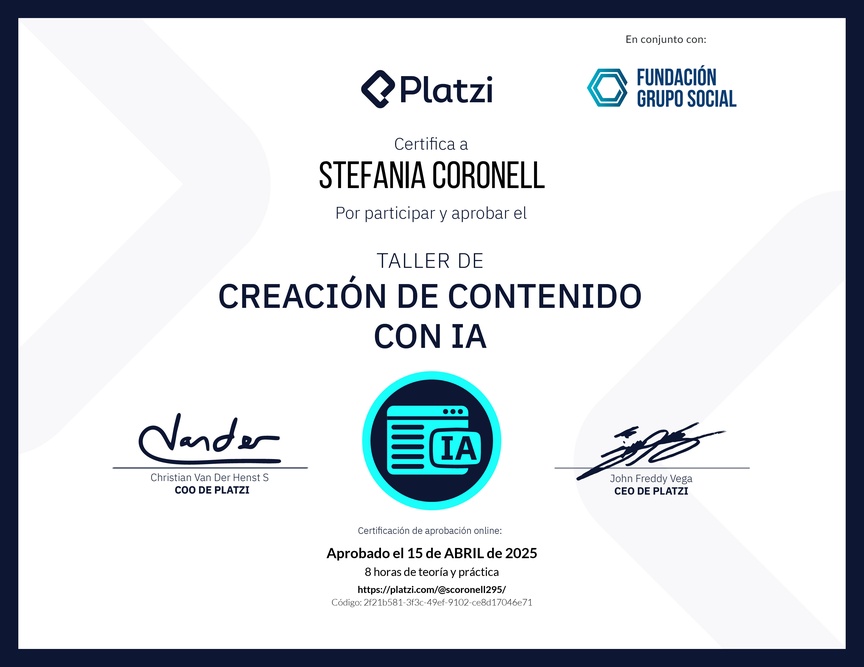 Diploma de Taller de Creación de Contenido con Inteligencia Artificial