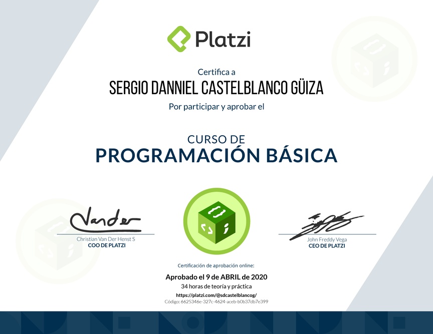 Diploma del Curso Básico de Programación