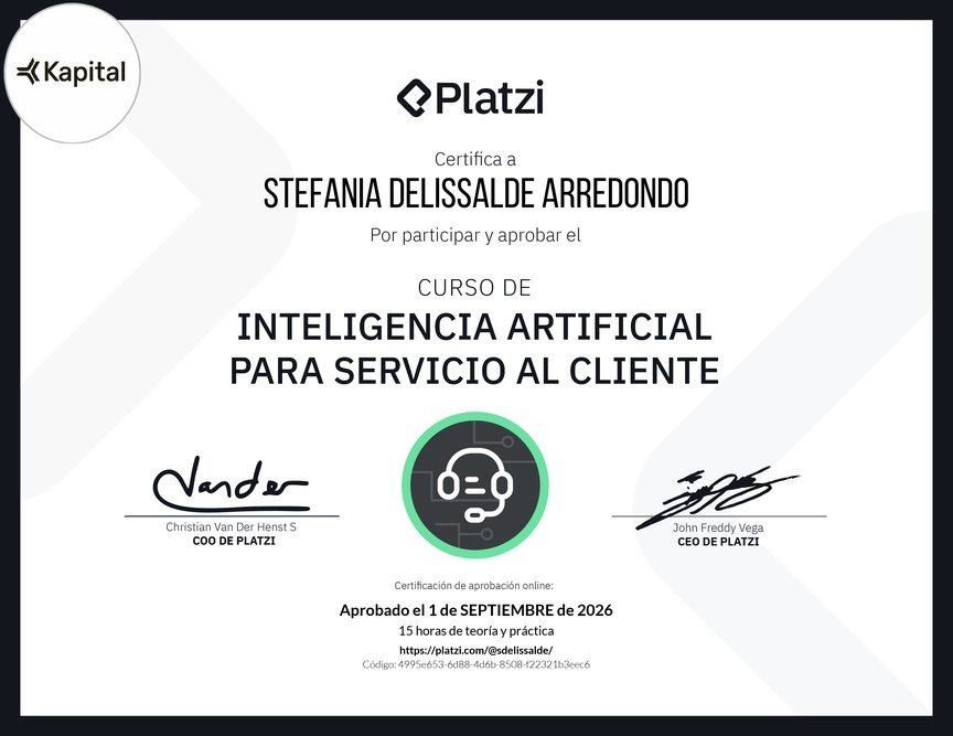 Diploma del Curso de Inteligencia Artificial para Servicio al Cliente