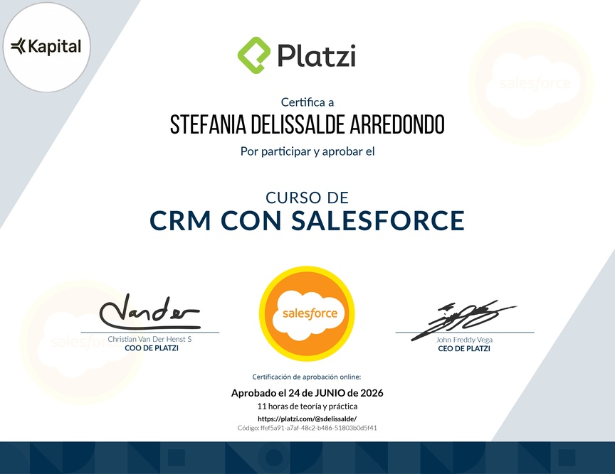 Diploma del Curso de CRM con Salesforce