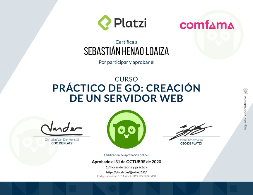 Diploma del Curso Práctico de Go: Creación de un Servidor Web
