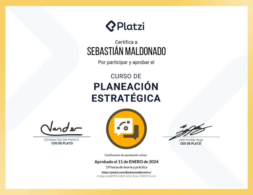 Diploma del Curso de Planeación Estratégica