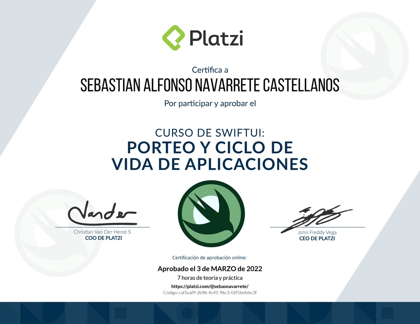 Diploma del Curso de SwiftUI: Porteo y Ciclo de Vida de Aplicaciones