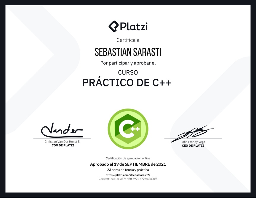 Diploma del Curso Práctico de C++