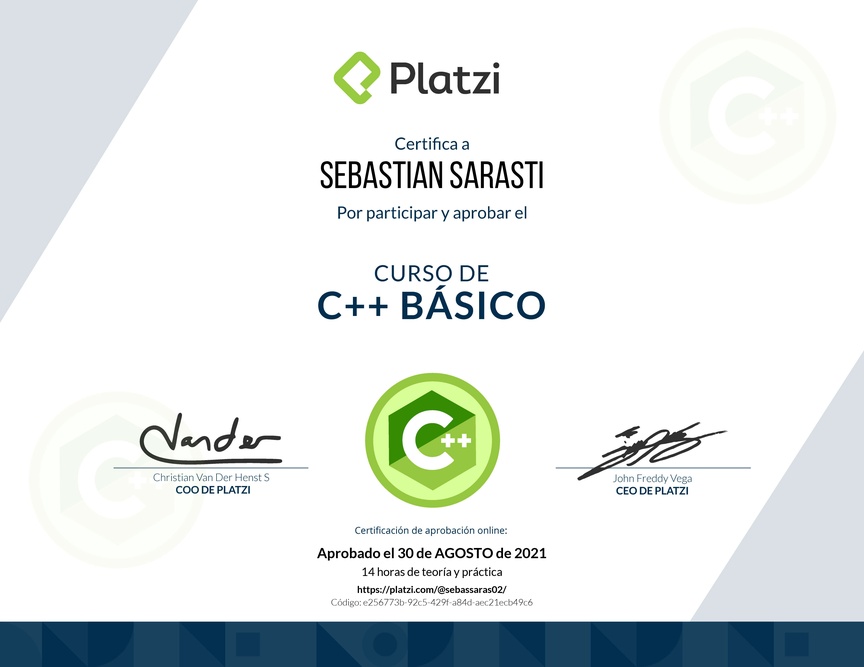 Diploma del Curso de C++ Básico