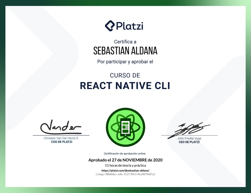 Diploma del Curso de React Native CLI
