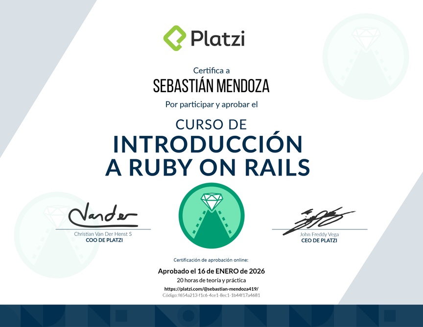 Diploma del Curso de Introducción a Ruby on Rails