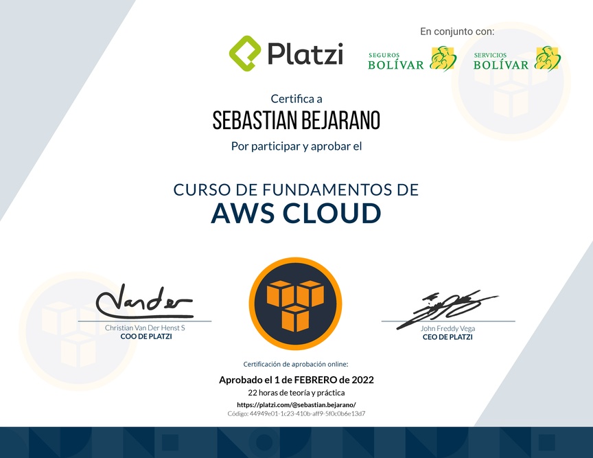 Diploma del Curso Práctico de AWS Cloud
