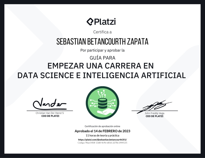 Diploma de Guía para Empezar una Carrera en Data Science e Inteligencia Artificial