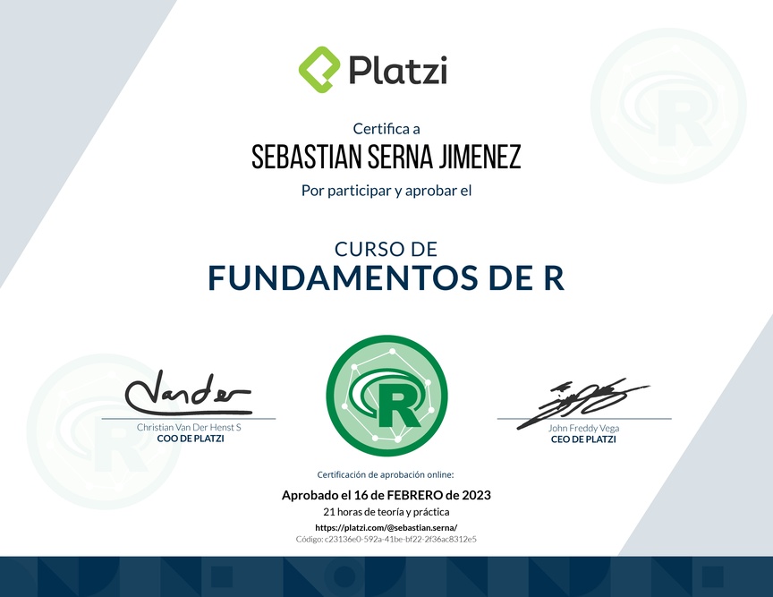 Diploma del Curso de Fundamentos de R
