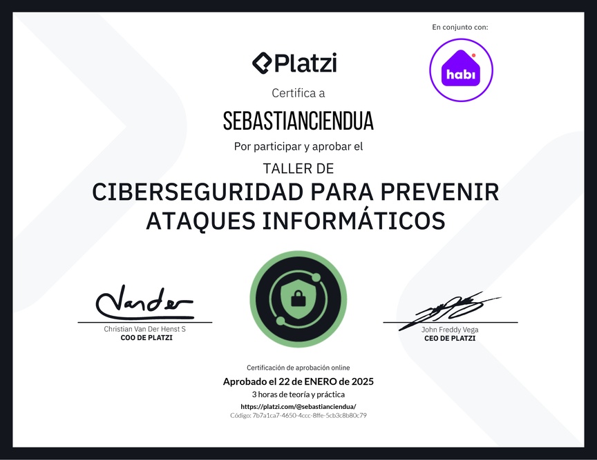 Diploma del Curso de Introducción a Ciberseguridad: Prevención de Ataques Informáticos