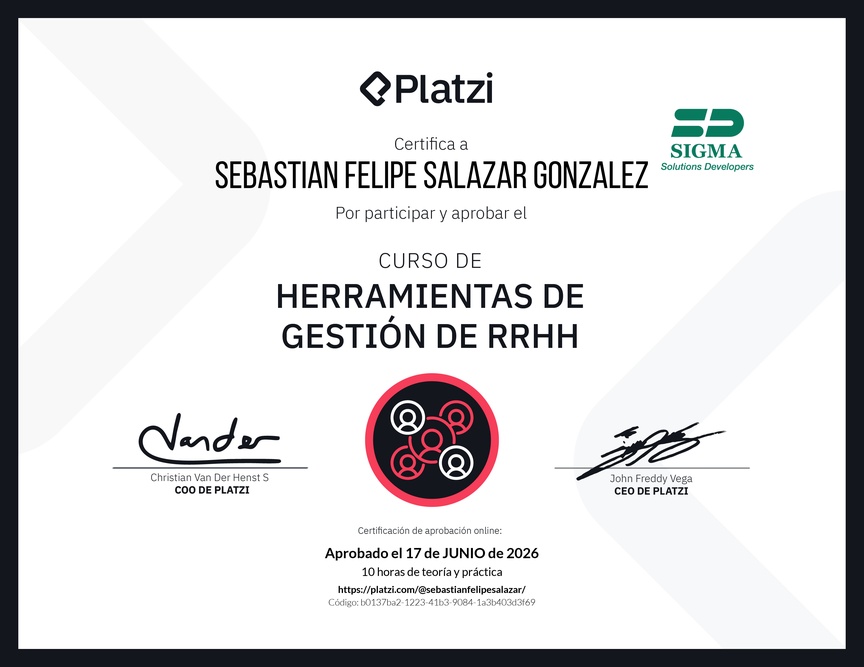 Diploma del Curso de Herramientas de Gestión de RRHH