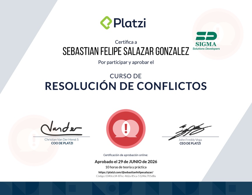 Diploma del Curso de Resolución de Conflictos