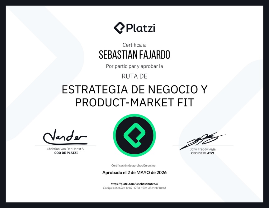 Diploma de la Ruta de Aprendizaje de Estrategia de Negocio y Product-Market Fit