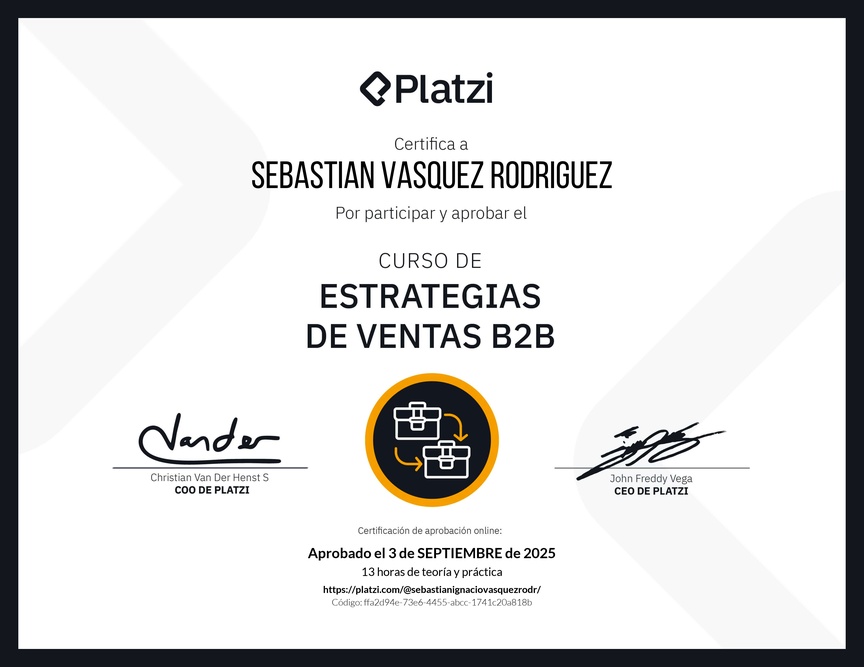 Diploma del Curso de Estrategias de Ventas B2B