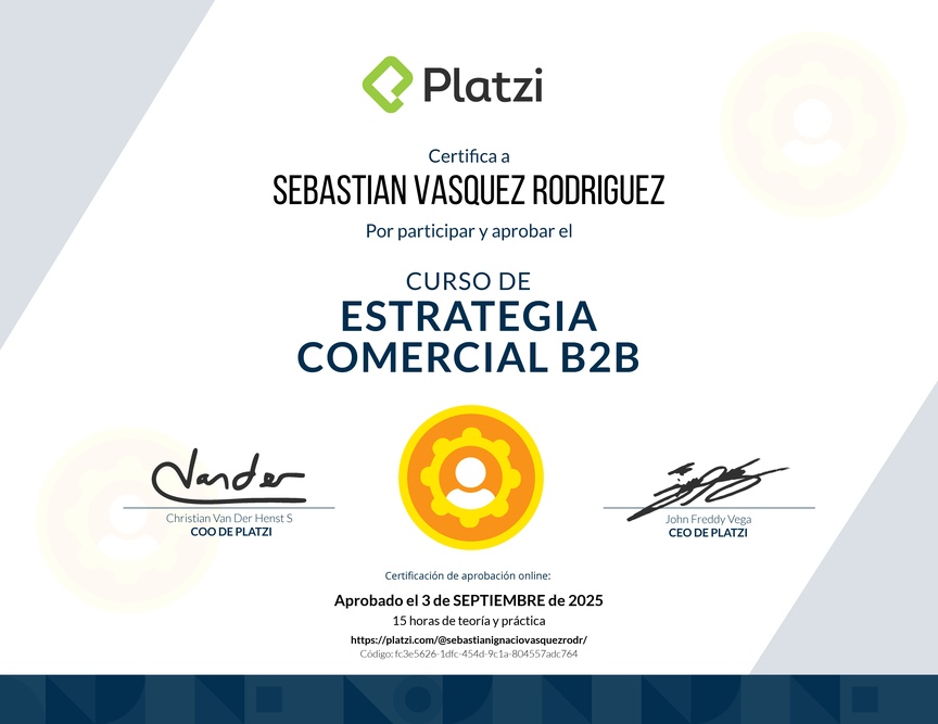 Diploma del Curso de Estrategia Comercial B2B