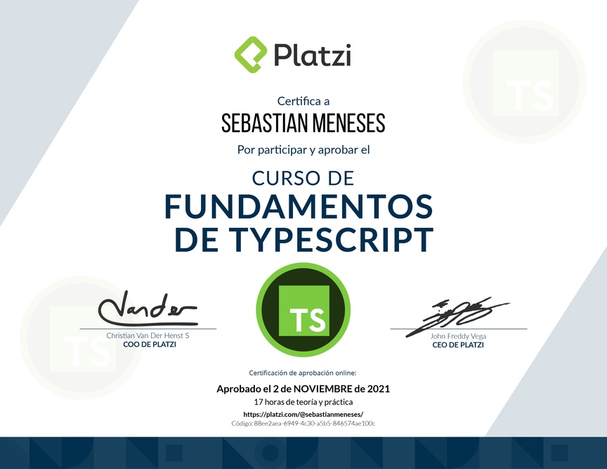 Diploma del Curso de TypeScript 3