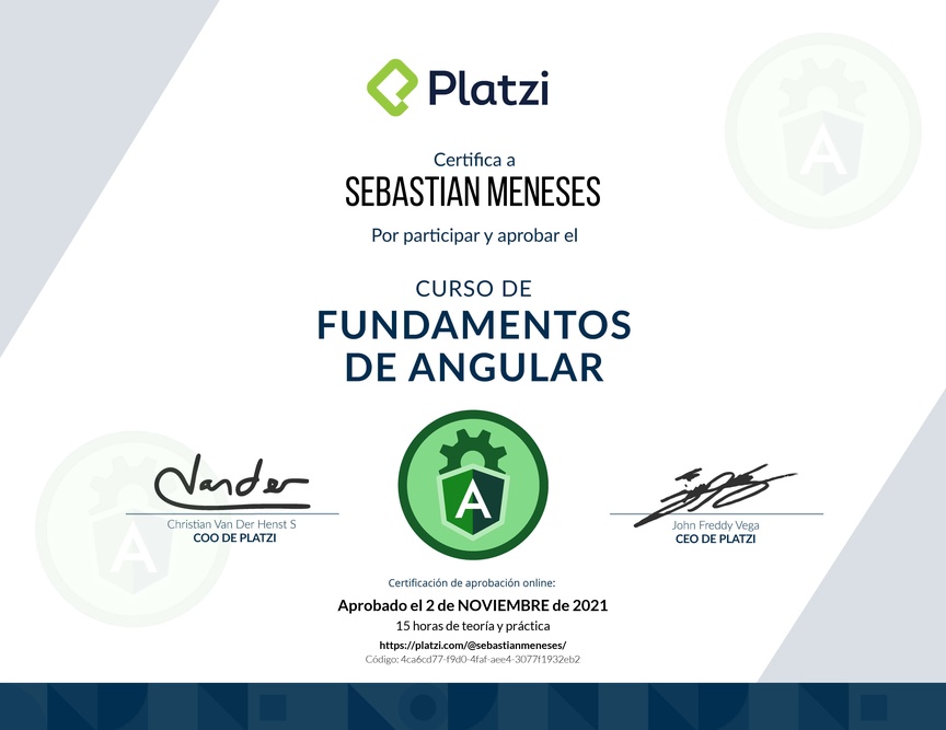 Diploma del Curso de Fundamentos de Angular