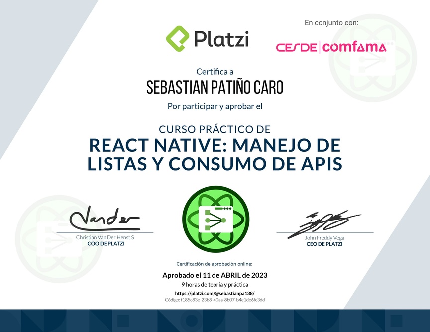 Diploma del Curso de React Native: Manejo de Listas y Consumo de APIs