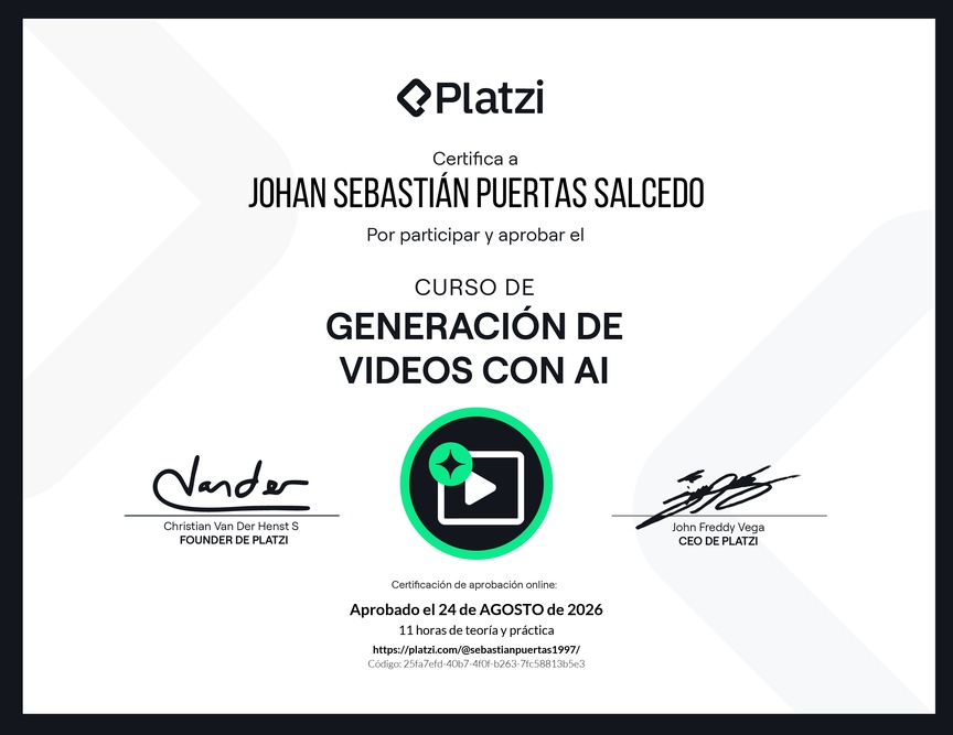 Diploma del Curso de Generación de Videos con IA
